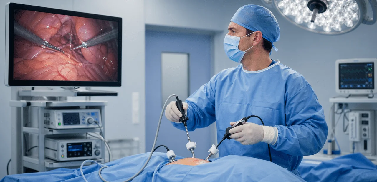 Laparoscopic Surgery Explained – Process, Procedure & Recovery Time 1 laparoscopic surgery procedure with small incisions and camera